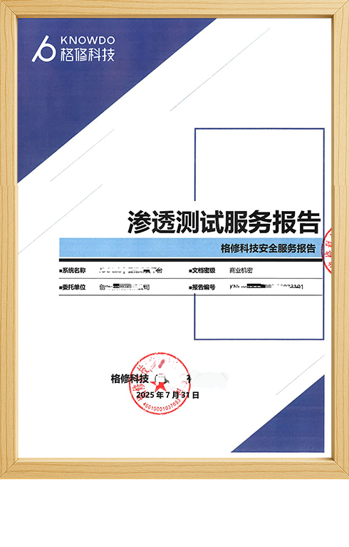 渗透测试服务报告封面样张